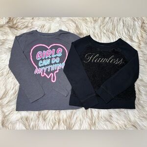 Place Girls' Long Sleeve Tees - Gray and Black